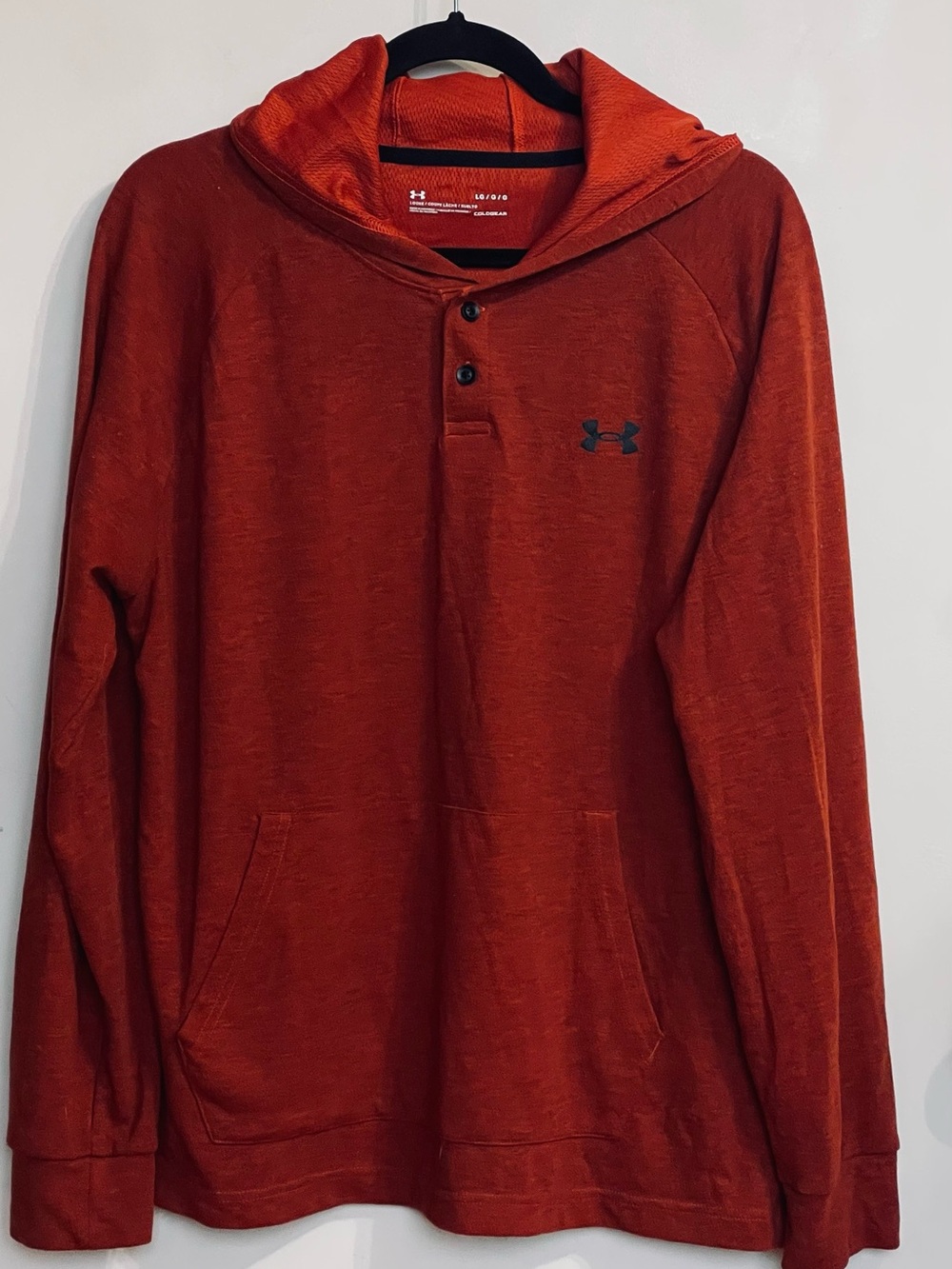 Under Armour Rust Orange Hooded Henley Sweatshirt